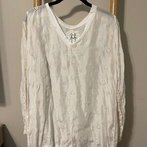 Pete and Greta by Johnny Was Ivory Eyelet Long Sleeve Top - Small